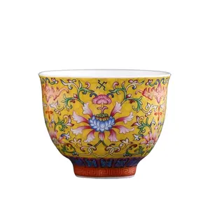 Cross-border enamel intertwining lotus scented  master  built  tea cup ceramic palace style tea  single phoenix color ceremony