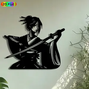 1pc Samurai with Katana Metal Wall Art, Japanese Warrior Statue Mural, Intricate Craftsmanship, Perfect for Housewarming, Japanese Culture Festival Decor, Perfect for Living Room Office Studio Decor, Ideal Gift for Japanese Art Enthusiasts.