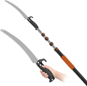 26FT Reach Pole Saw for Tree Trimming, Telescoping Tree Pruner Extendable with 5-20FT Extension Pole, Manual Saw for Garden, Patios, Yard