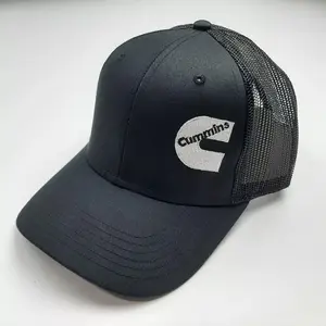 Cummins Curved Bill Embroidered Baseball Cap Hat Black Trucker Mesh