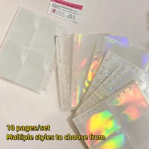10 Pieces A5 Transparent Pocket Pages for Albums, Holds 40/80 Cards, 3x6 Hole Design, Ideal for Kpop, Jewelry, Collectibles Storage
