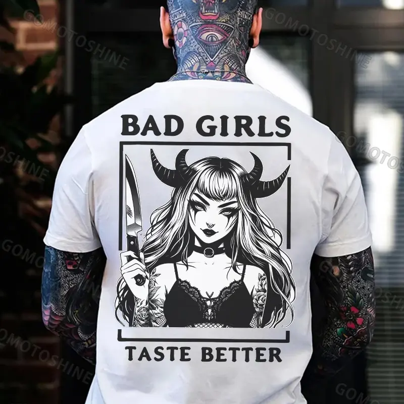 BAD GIRLS TASTE BETTER Bad Devil Girl Print Men's T-Shirt