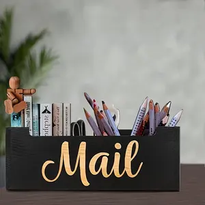 Mail Organizer, Wooden Mail Holder, Desktop Mail Storage Organizer, Letter Holder, Mail Tray, Mail Sorter, Office Stationery & Supplies