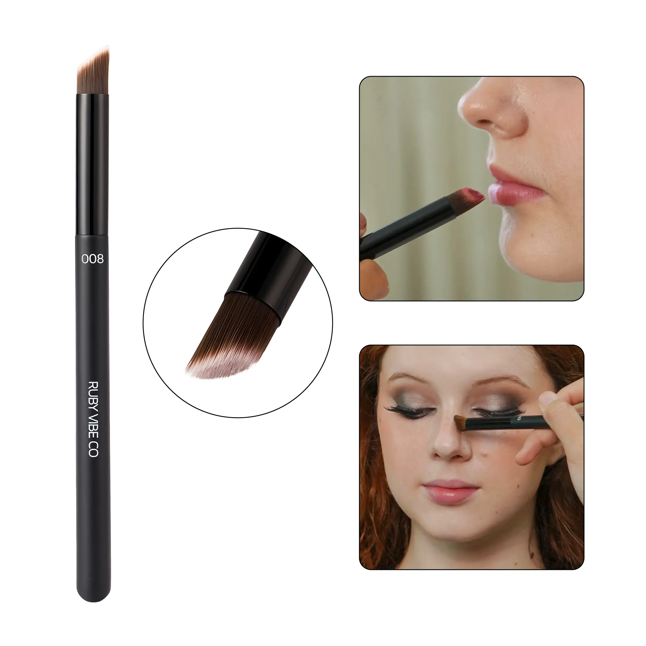 RUBY VIBE CO SpotErase Precision Brush, Detail Makeup Brush, Precision Concealer Brush with Soft Synthetic Fibers, Compact 105 mm Brush for Under-Eye, Nose & Small Area Makeup Application