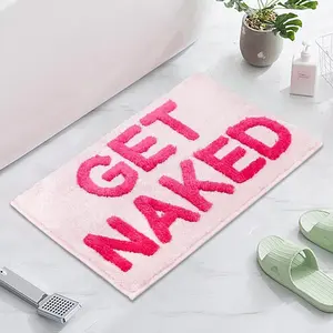 Get Naked Bath Mat Fun Bathroom Rugs Soft Non Slip Cute Bath Rugs Funny Bathroom Decor for Bedroom (Pink, 32'' x 20'')