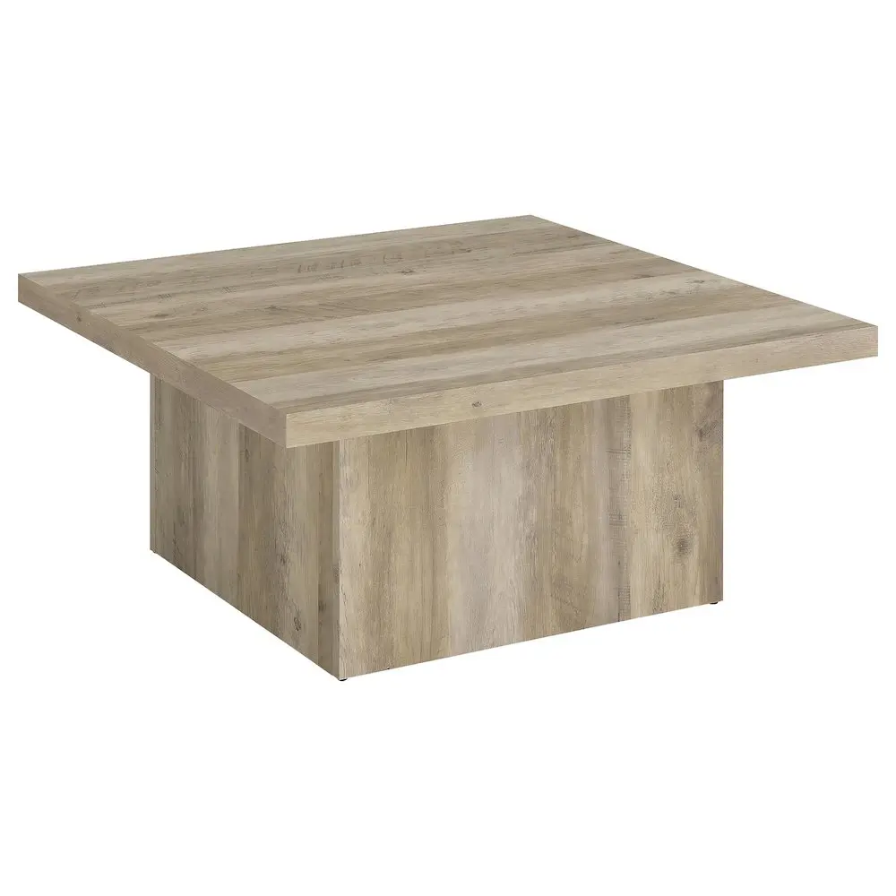Devar Square Top Rustic Coffee Table, Distressed Pine Engineered Wood with Balanced Visual Weight, Coffee Tables