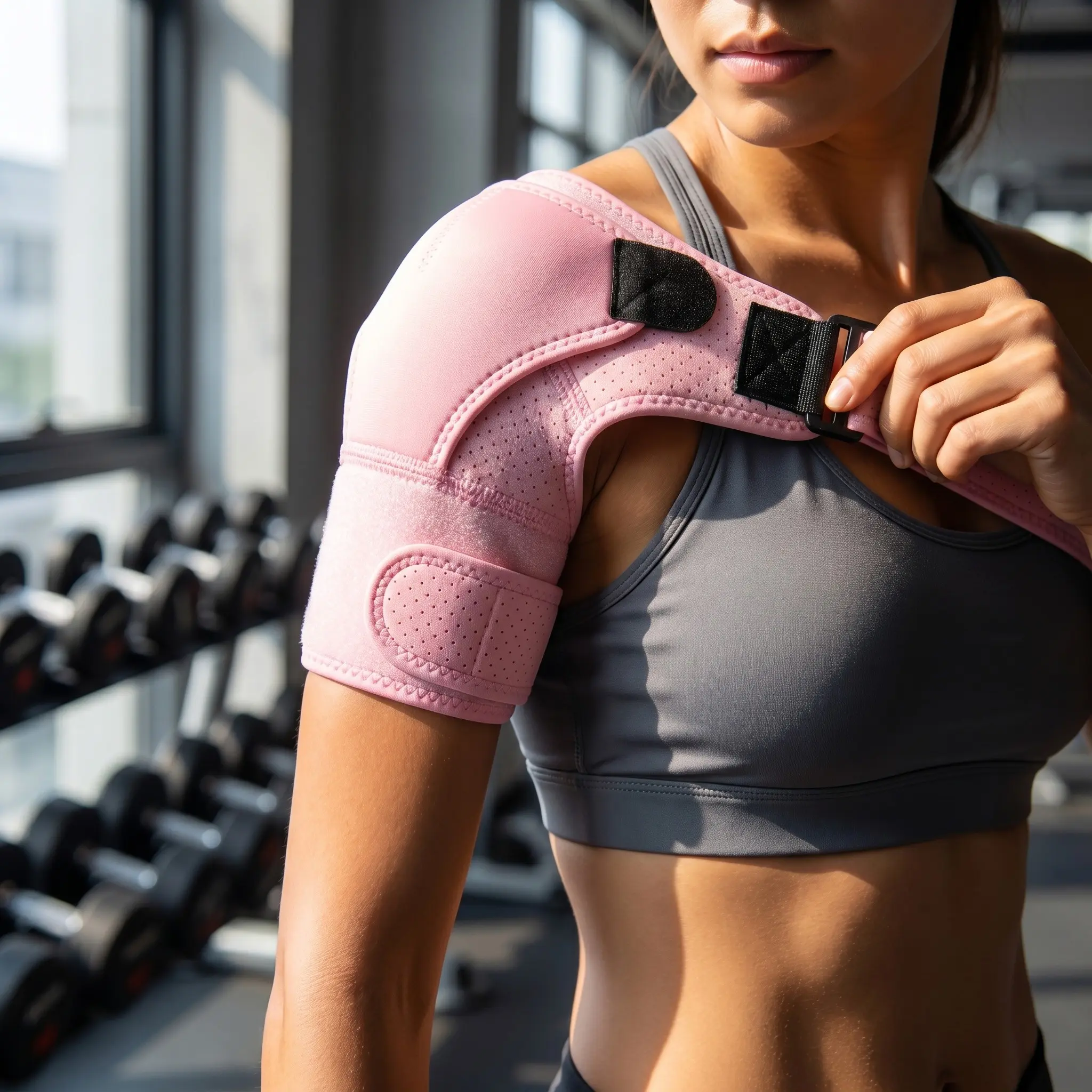Adjustable Breathable Shoulder Support Brace, Compression Wrap for Sports, Gym Workouts, Daily Activities, Shoulder Support Brace for Women Men