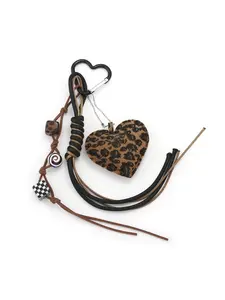 Leopard Heart Rope Paracord Charm Keychain, Vintage Accessory for purses & Bags, Perfect Gift Idea for Fashion Lovers, Keychain Bag Pendant