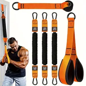 [Heavy-Duty Resistance Set] 5pcs Heavy-Duty Latex Resistance Training Set |   Adjustable Resistance up to 225lbs |   Includes Handle, Door Anchor 3 Resistance Bands for Deltoid Press, Face Pull Bicep Curl