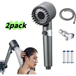 2026 Upgraded Ion Drops Handheld Shower Head with Water Softener Bead, 59in Hose, Wall Bracket, 1-Button Flow Control, Tool-Free Easy Installation for All Bathrooms  brush massaging High Pressure Massage Handheld Shower detachable design function