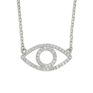 Sterling Silver Ulrika Pavé Evil Eye Necklace