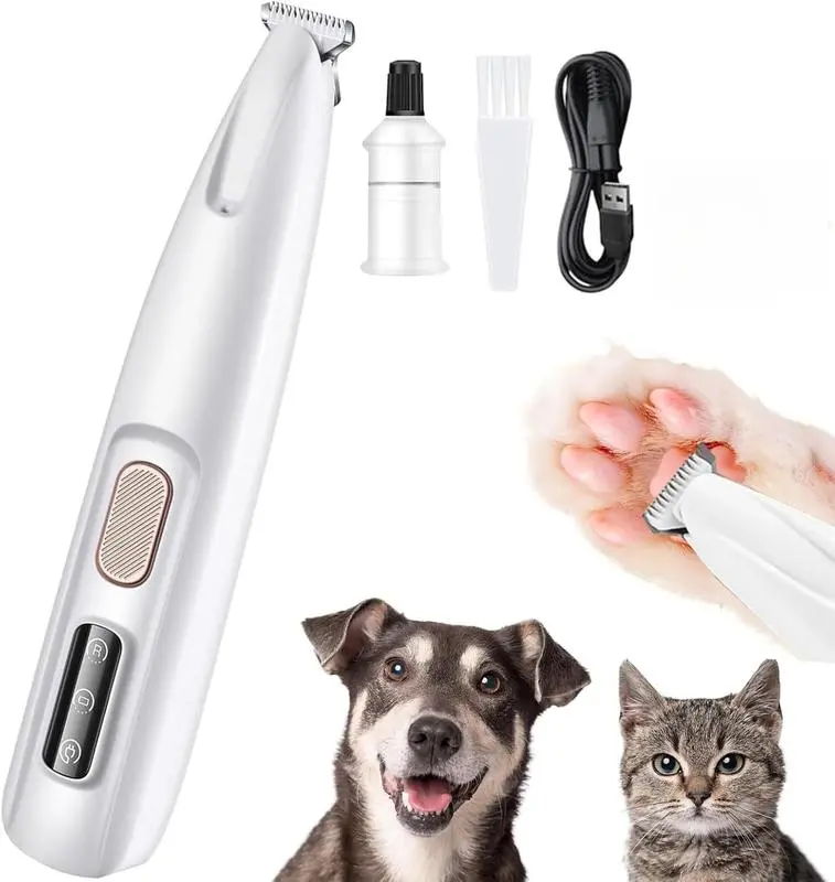 Rechargeable Pet Hair Trimmer Kit, Pet Paw Trimmer, Cordless Quiet Dog Trimmer for Grooming with LED Light, Small Dog Grooming Clippers for Dogs & Cats, Pet Grooming Tool,Waterproof, low noise pet shaver