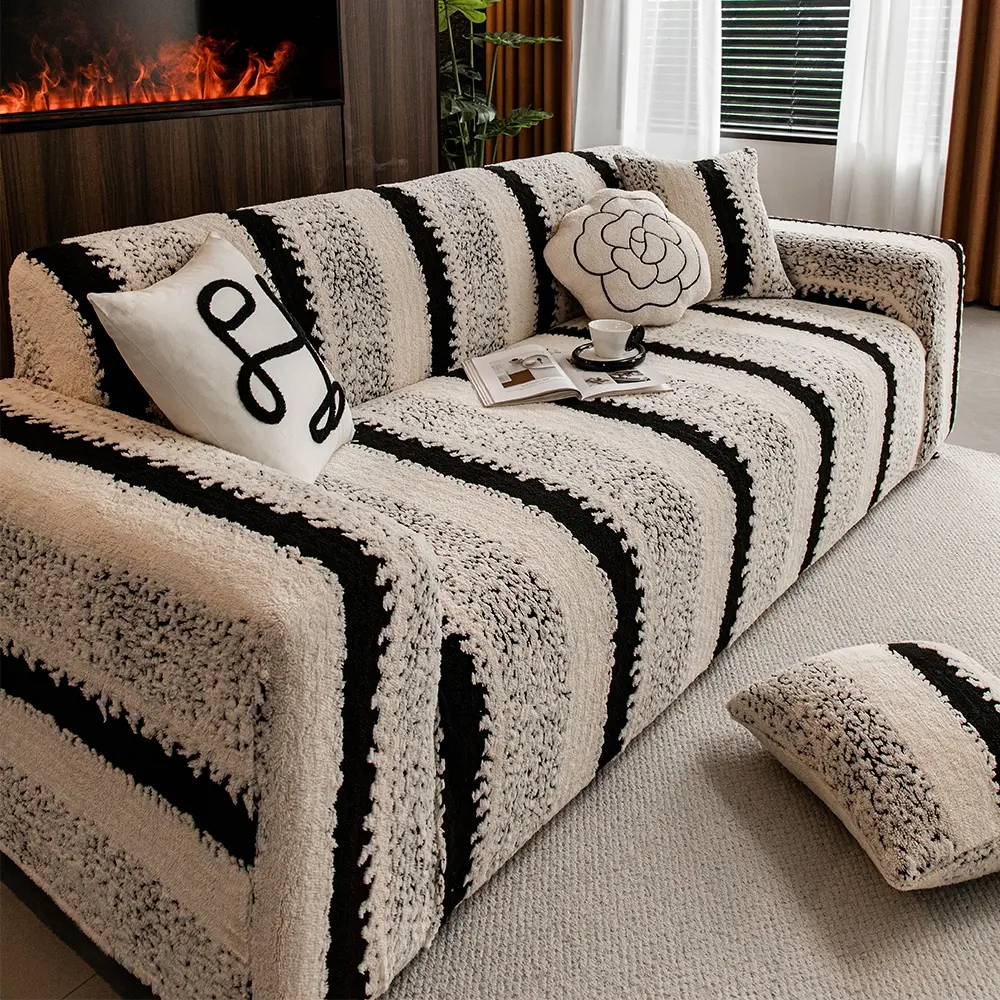 Striped Sofa Cover, Dustproof Sofa Cover, Soft One-Piece Sofa, Skin-Friendly, Pet Friendly, Easy to Clean, Detachable Washable, Home Decor, Bedroom, Outdoor Use, Sofa Slipcover, Couch Covers, Couch Covers for Sofa