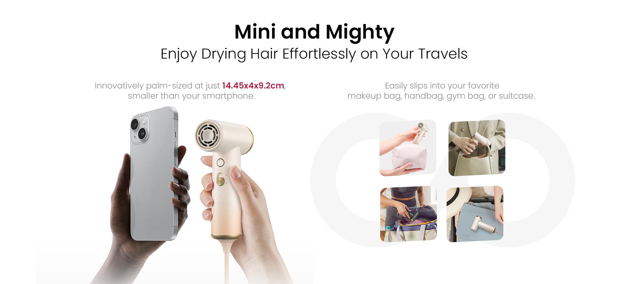 COSHARE SuperMini 110000 RPM High-Speed Hair Dryer, Innovatively Palm-Sized, Ideal for Travel, Convenient Use