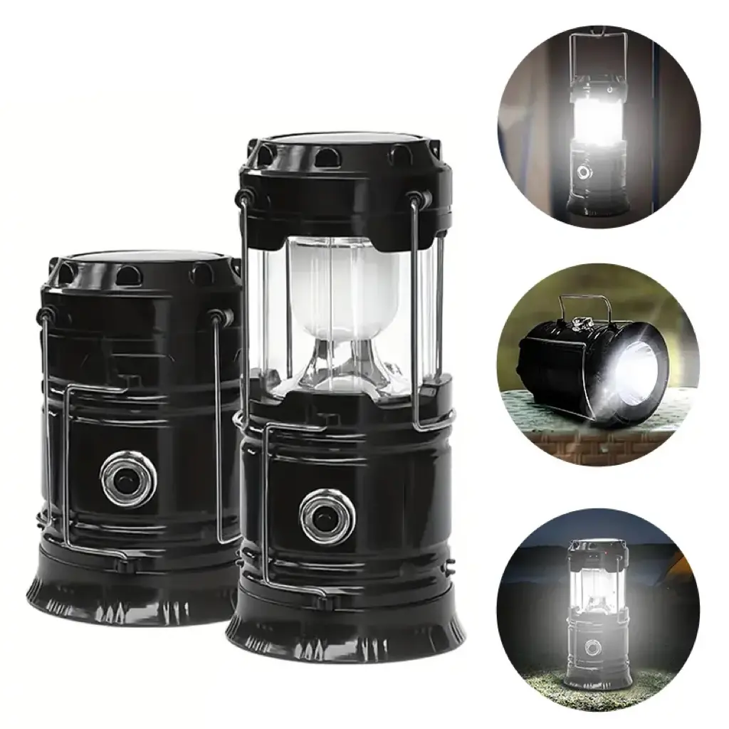 4-Pack Collapsible Camping Lantern Solar USB Rechargeable Portable Lightweight Waterproof LED Flashlight Survival Kits for Indoor Outdoor Home Emergency Light Power Outages Hiking Hurricane