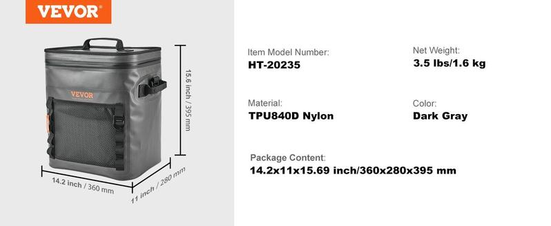 VEVOR Soft Lunchbox Cooler Bag, TikTokShopBlackFriday, Max 30 Cans Soft Sided Cooler Bag Leakproof with Zipper, Waterproof Soft Cooler Insulated Bag, Lightweight & Portable Collapsible Cooler for Beach, Hiking, Picnic, Camping, Travel