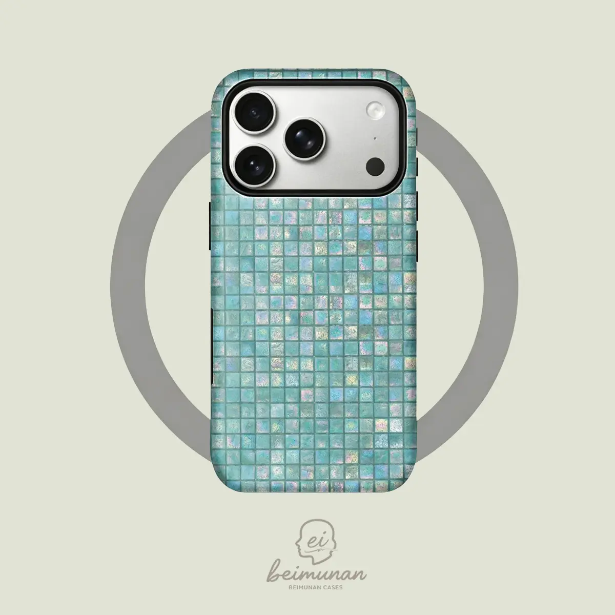 [Magnetic Design]Turquoise holographic mosaic pattern, durable 2-in-1 protective case,  suitable for iPhone 17/16/15/14/13/12/11 Pro Max/Plus/Pro, simple and stylish phone case, perfect birthday gift.