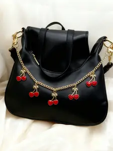 Cute Cherry Bag Chain with Bow Pendant, Chain Style Purse Decoration, Iron Alloy Material, DIY Accessory, Purse Charm, Bag Charms