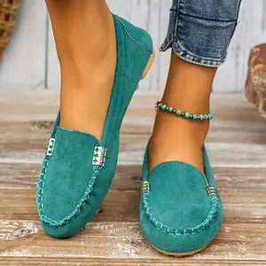 Women's Metal Decor Loafers - Casual Slip On Flat Shoes, Lightweight & Comfortable - For Women - Suitable for Everyday Wear, Shopping, Dates - Perfect Gift for Fashionable Women Girl Footwear