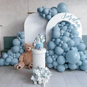 Dusty Blue Balloons Double Stuffed Blue Balloon Garland Arch Kit Different Sizes 18In 12In 5In Latex For Birthday Baby Shower Gender Reveal Neutral Party