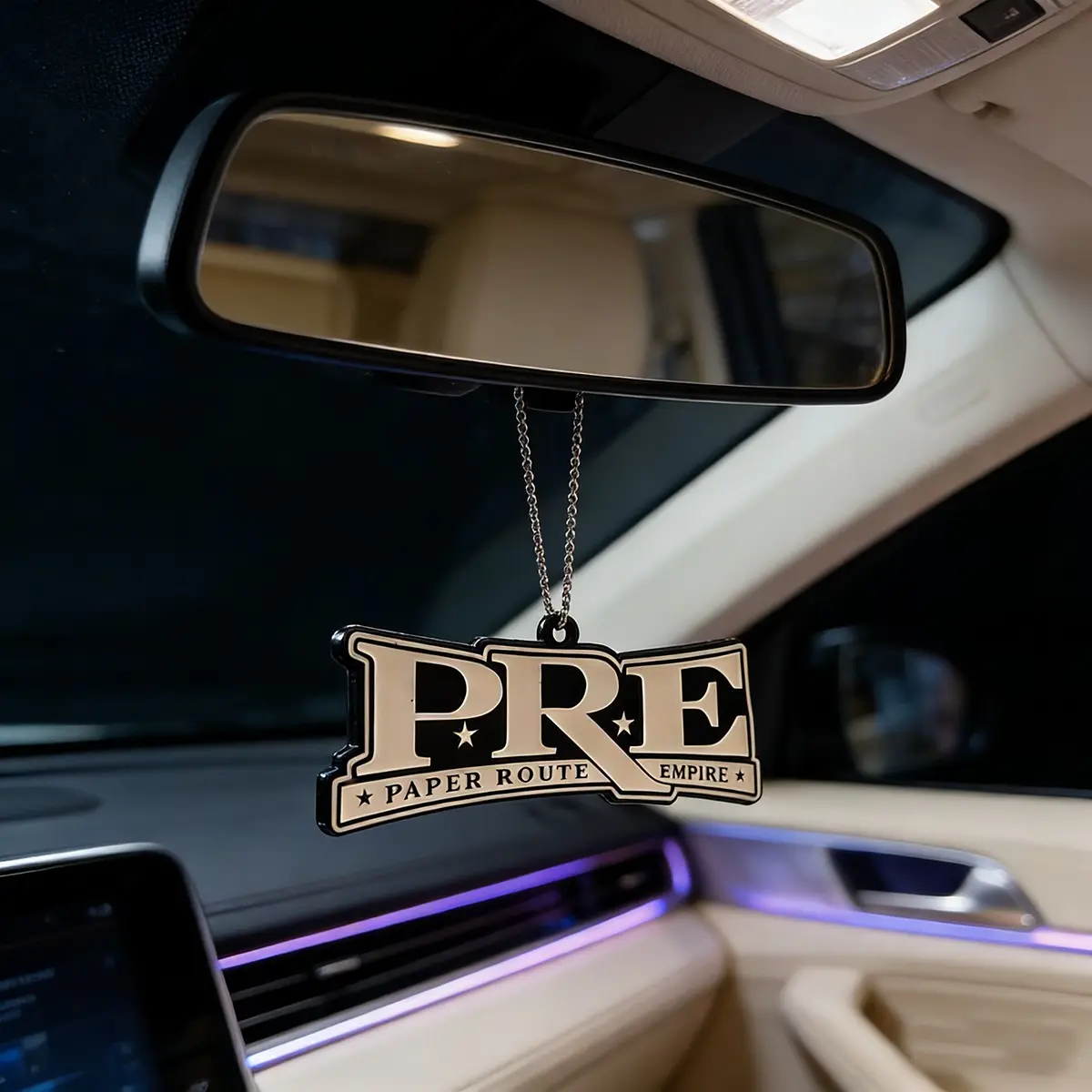 P.R.E. Paper Route Empire 3D Metal Badge, Car Hanging Ornament, Rearview Mirror Decoration, Car Interior Decor, Atmosphere Enhancer, Boujee Car Accessories, Car Hanger Ornament, Car Ornaments, Car Decorations