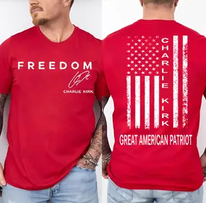 Freedom 14th October Wear Red Shirt, Great American Patriot 2 Sided T-shirt, Memorial T-shirt, Tribute CJK Men Women Casual Cotton Tee, Graphic Patriot Top