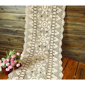 Crochet lace Table Runners Rectangular Tablecloth Doilies Doily Table Dresser Scarf Decor,15x23 inch,Beige