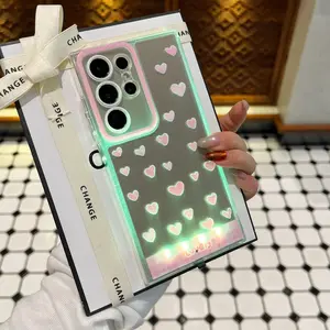 Voice-activated illuminated full-screen heart phone case, featuring a personalized and unique call light design. For Samsung Galaxy S26 Ultra/S25 Ultra/S24 Ultra/S24/S25. Stylish protective case with distinctive design for daily use, offering reliable pro