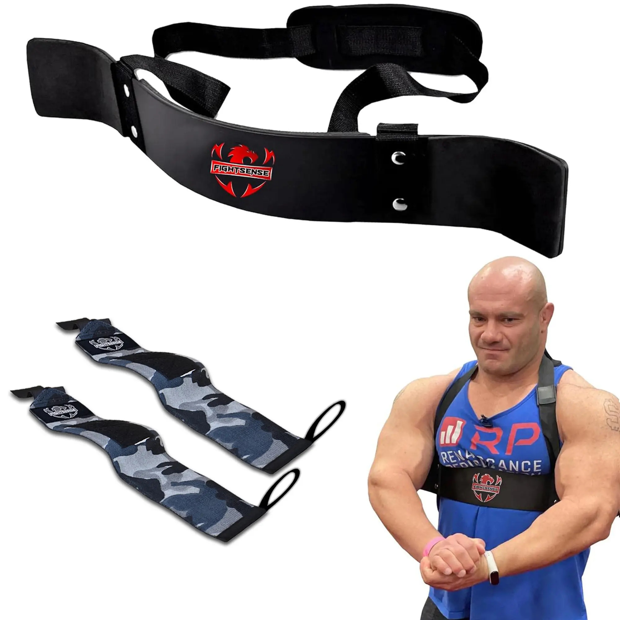 FIGHTSENSE Arm Blaster Biceps Curl Triceps Muscle Isolator with  Wrist Wraps (Pair) - Ideal for Squats, Powerlifting Home Gym Equipment Gym Workout