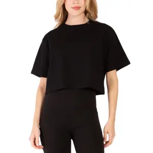 Alsie Top-Cotton lycra crop t shirt. Light weight (180g). Crop style. Over size. Short sleeve. Round neck. 95% cotton 5% spandex.