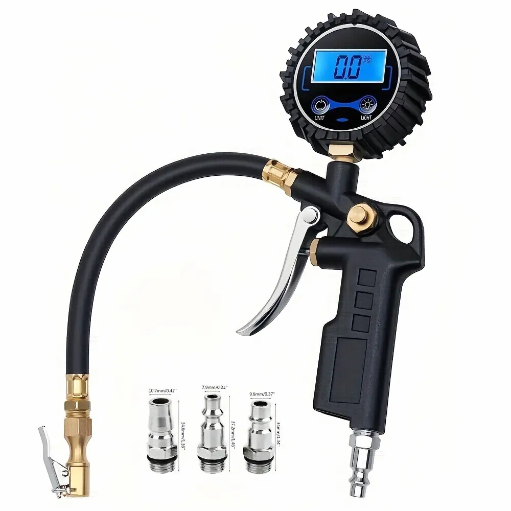 Digital Tire Inflator with Pressure Gauge - 200 PSI (with 3pcs Connector)