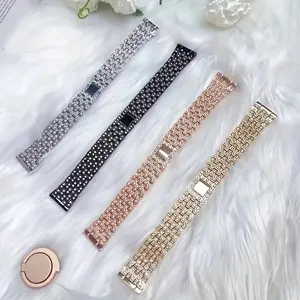 For Apple Watch Ultra3/Ultra2/Ultra 11 10 9 8 7 6 5 4 3 2 1 SE Watch Strap Full Of Rhinestones Fashionable And Beautiful Five Zhu Five Drain Diamond+Double Row Rhinestone Watch Case+Detacher Suitable For 38/40/41/42/44/45/49mm S10/S11-42 S10/S11-46