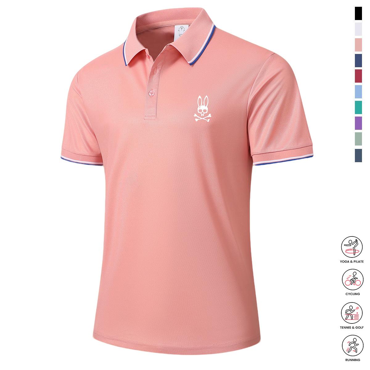Men&rsquo;s casual short-sleeve polo shirt set, 4 pieces, mixed colors; printed polo shirts, breathable and cool, suitable for all seasons&mdash;an ideal choice for holiday gifts.
