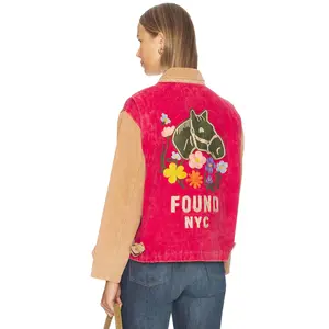Found Canvas Corduroy Field Jacket in Red & Brown