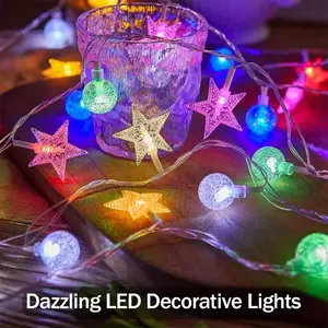 2pcs Colorful Star Bubble Lights USB String Lights for Festive Atmosphere Dazzling LED Decorative Ornaments Symbolizing Peace Indoor Outdoor Use Easily Set Up Party