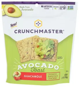 Crunchmaster Avocado Guacamole Crackers 3.54oz - Bold Flavor, Gluten-Free, Non-GMO, Perfect Snack