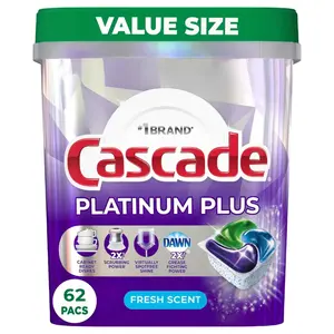 Dishwasher Detergent Pods,  62 Count， Dishwasher Pods, Detergent, Soap Pods, with Dishwasher Cleaner and Deodorizer Action, Fresh,