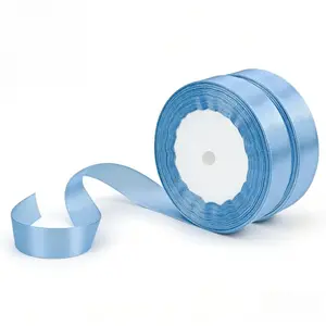 Sky Blue Satin Ribbon, 2 Rolls Totaling 42.4 Meters, 25mm Wide Light Blue Fabric Ribbon for Cake Decorating, Hairstyle Design and Accessories, Crafting and DIY Projects, Gift Wrapping and Presentation, Balloon Embellishments and Party Decor, Wedding