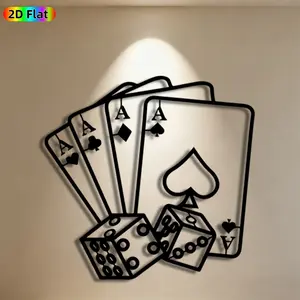 1pc Poker & Dice Metal Wall Art, Dynamic Poker & Dice Statue Mural, Ideal Gift for New Year, Christmas, Game Room Decor Enthusiasts, Weather-Resistant Metal Wall Decor , Perfect for Living Room Wall & Patio Fence, Unique Casino-Themed Home Decor