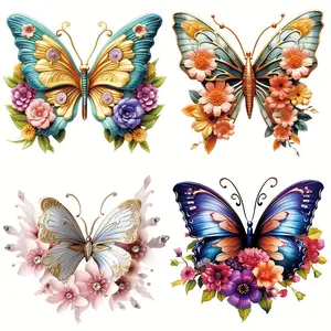 Butterfly Pattern Hot Sticker, 6 Counts/set DIY Washable Iron Transfer Sticker, Colorful Patch for Clothes, DIY Clothing Decoration, Crafts