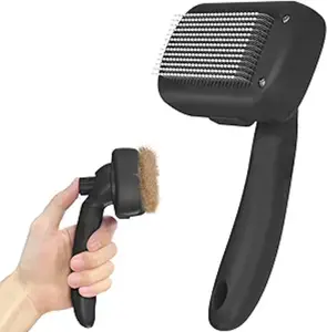 Skin Friendly Self Cleaning Shedding Brush for Dogs, Cats, and Puppies - Deshedding and Hair Removal Tool for Long & Short Haired Pets