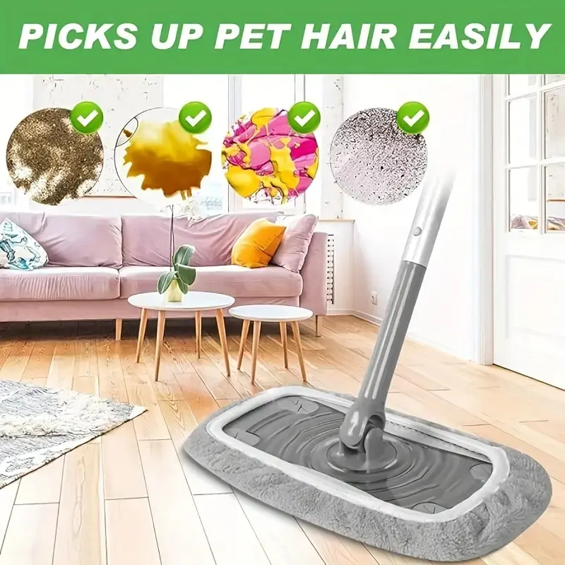 6 Convenient Gray Cleaning Mop Cloths Washable Replaceable Ultra Absorbent for Daily Home Cleaning Household Use Spin Mop Replacements Mop Head Refill mop and bucket set