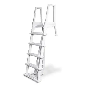 Poolzilla Pool Step Ladder for Above Ground Pools - Deck Mounted Ladder w/Wide Non Skid Platform - for 48’’ to 54’’ in. Above Ground Pools
