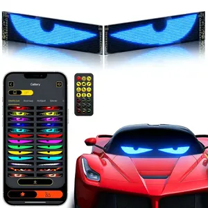 Devil's Eye LED Flexible Display Car Light with Animation App Programmable Soft LED Screen Customizable Effect Voltage USB for Vehicle Christmas Decoration Gift Car Blinking Eyes Lights Inside