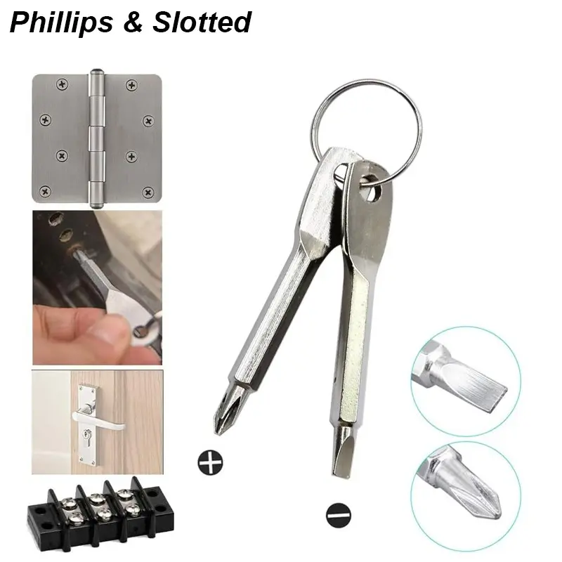 Portable Cross Screwdriver Set Keychain, Multifunctional Multipurpose Screwdriver, Mini Pocket Keyring, Repair Tool Small Edc Gadget, One-Piece Design, Durable & Portable