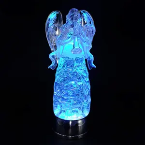 11" Angel Snow Globe Lantern  Operated with 6 Hour Timer Color Changing LED Light Trumpet Angel Swirling Glitter Water Lamp Thanksgiving Christmas Holiday Decor