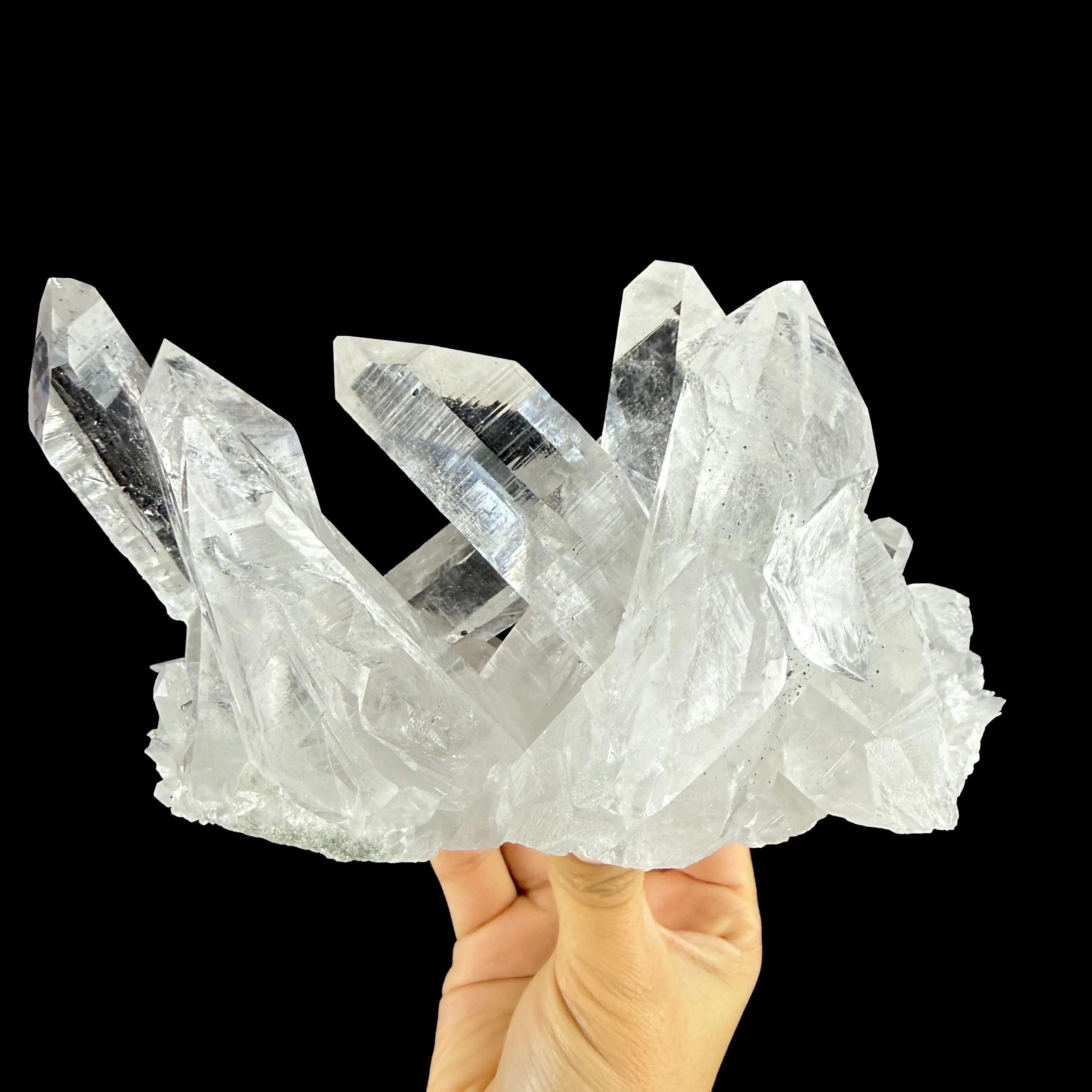 Water-Clear Himalayan Clear Quartz Crystal Cluster - Collector’s Cabinet Specimen from Himachal Pradesh, India # DKT179