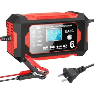 Us Plug 12V 6a Smart Safety Car Motorcycle Truck Battery Charger, LCD Display, Automatic Shutdown, Lead Acid Charging, Start/stop Function