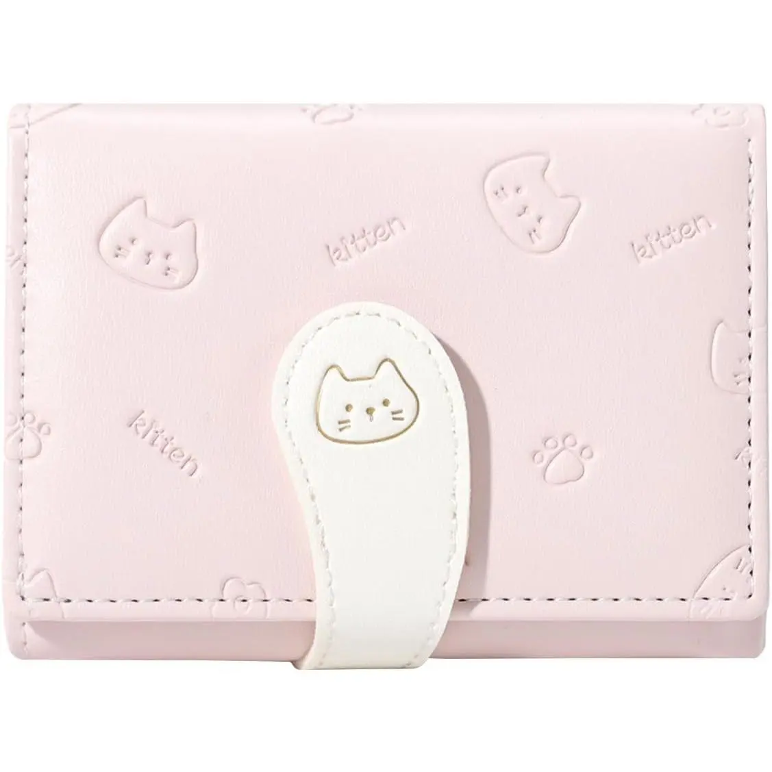 Cute Wallets for Women, Small Women Wallet PU Leather Bifold Card Holder ID Window Purse for Women Girls (Pink)