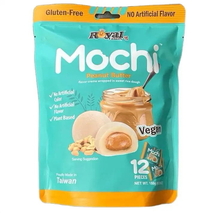 Royal Family Mochi Peanut Butter Flavor 180g - Rice Cake with Peanut Butter Filling - Snack Dessert Sweet Dairy Free outdoorfun